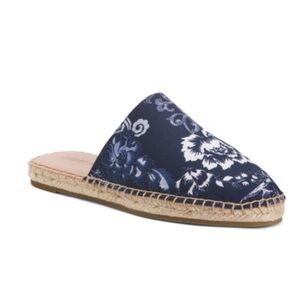 Johnny Was Olivia Printed Espadrille Mules Navy Floral Slip-On Shoes Size 7.5